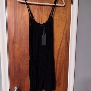 NWT Elegant Black Lace Trim Pajama Dress